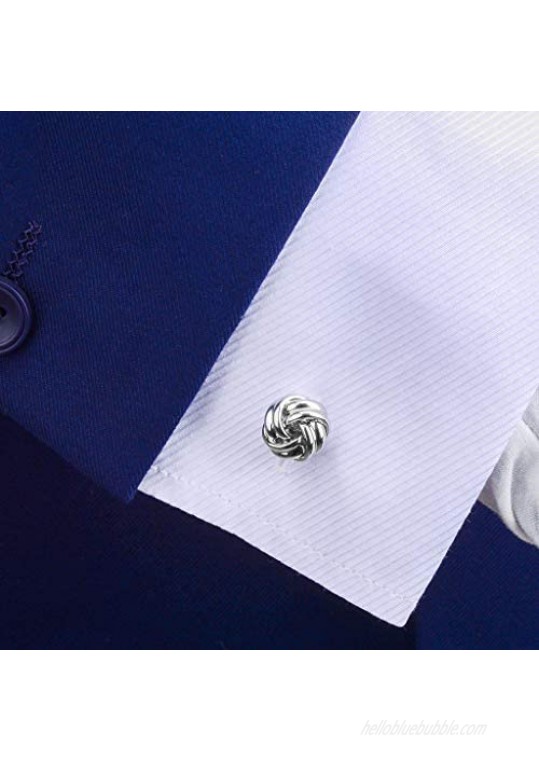 SAVOYSHI Double Twist Knot Cufflinks Steel for Mens Shirt Wedding Business Gift