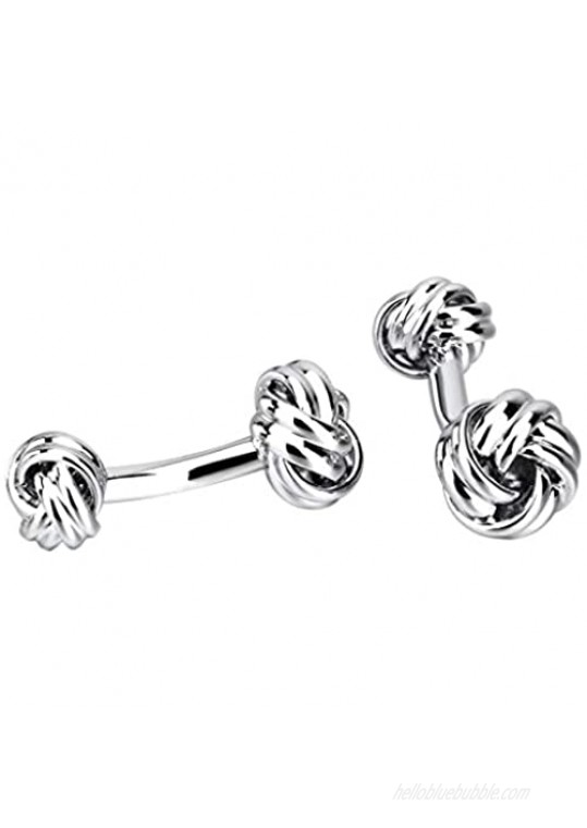 SAVOYSHI Double Twist Knot Cufflinks Steel for Mens Shirt Wedding Business Gift