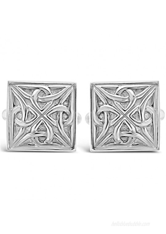 Sterling Silver Celtic Square Cufflinks with Presentation Gift Box. Great gift for a man on a birthday or Christmas