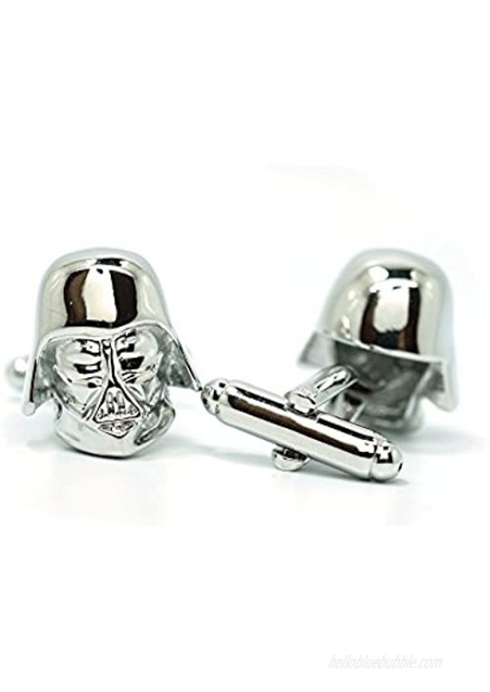 Teri's Boutique Men's Jewelry Star Wars Darth Vader Head Silver Tone Cufflinks Pair w Box