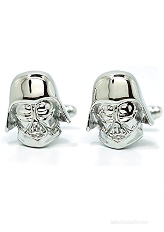 Teri's Boutique Men's Jewelry Star Wars Darth Vader Head Silver Tone Cufflinks Pair w Box