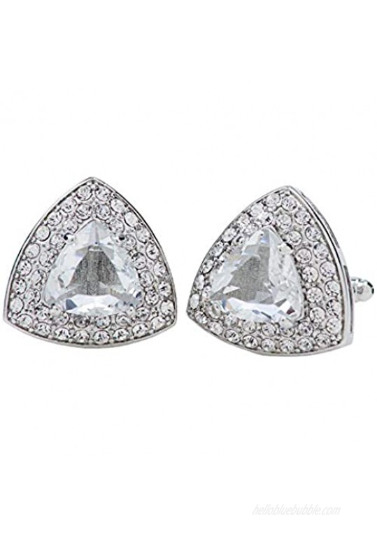 Vittorio Vico Triangular Crystal Diamond Set Cufflinks by Classy Cufflinks