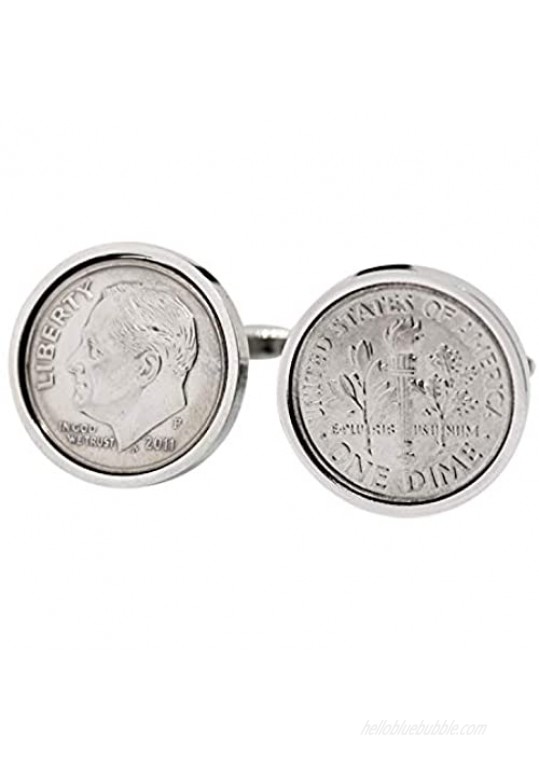 Worldcoincufflinks Cufflinks Rhodium Plated 10th Wedding Anniversary 2011 Genuine Mint Coins