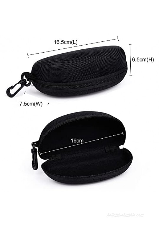3 Packs Sunglasses and Eyeglasses Cases with Zippers and Plastic Hooks(Black)