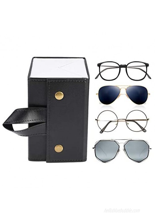 4 Slot Travel Foldable Sunglasses Organizer-Multiple PU Leather Eyeglasses Case-For Women Men-On the Wall Car Backpack