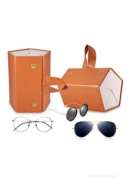 5-Slot Travel Foldable Sunglasses Organizer- PU Leather Hanging Eyeglasses Case…