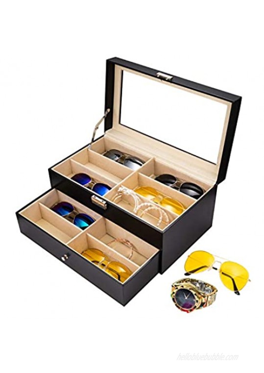 APL Display Sunglasses Organizer for Women Men  12 Slot Sunglasses Case Organizer  Multi Glasses Case Display Eyeglasses Storage Box  Sunglasses Storage Jewelry Watch Collection Case