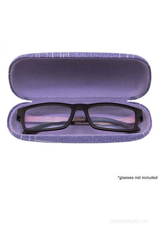 Denim Hard Shell Eyeglass Case Holder For Glasses And Sunglasses Unisex With Matching Microfiber Cloth