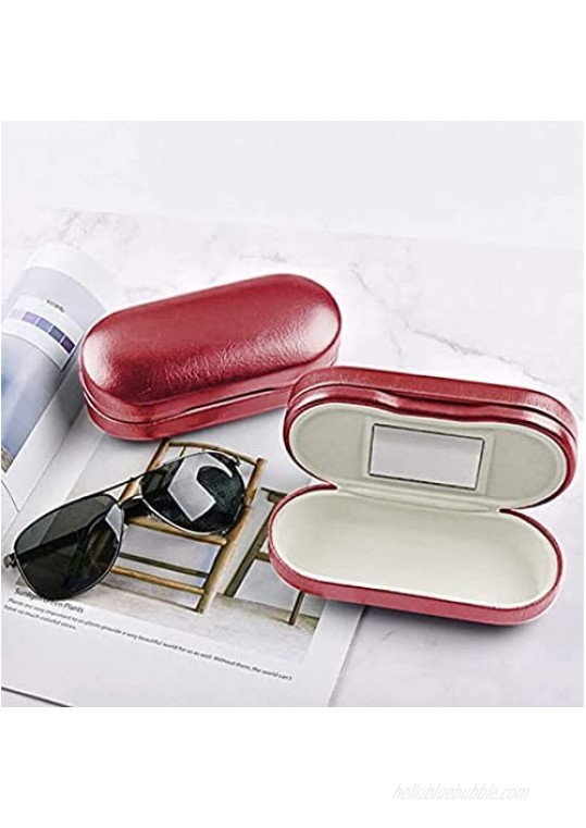 Double Eyeglasses Case Dual Glasses Case Hard Shell Double Layer Protective Case for Two Pairs of Eyeglasses PU Leather Portable Glasses Case with Red Color for Women and Men