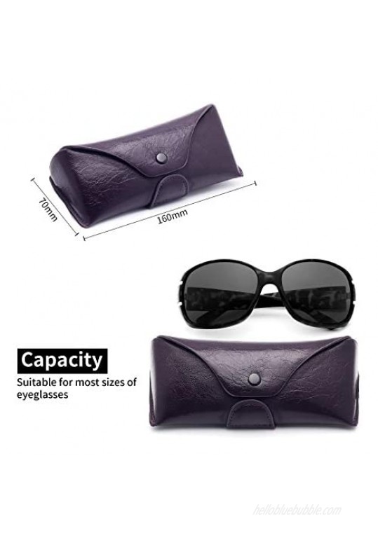 Face Shadow PU Leather Glasses Case with Belt Hole Semihard Portable Eyeglasses Case for Outwork