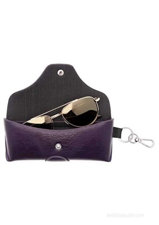 Face Shadow PU Leather Glasses Case with Belt Hole  Semihard Portable Eyeglasses Case for Outwork