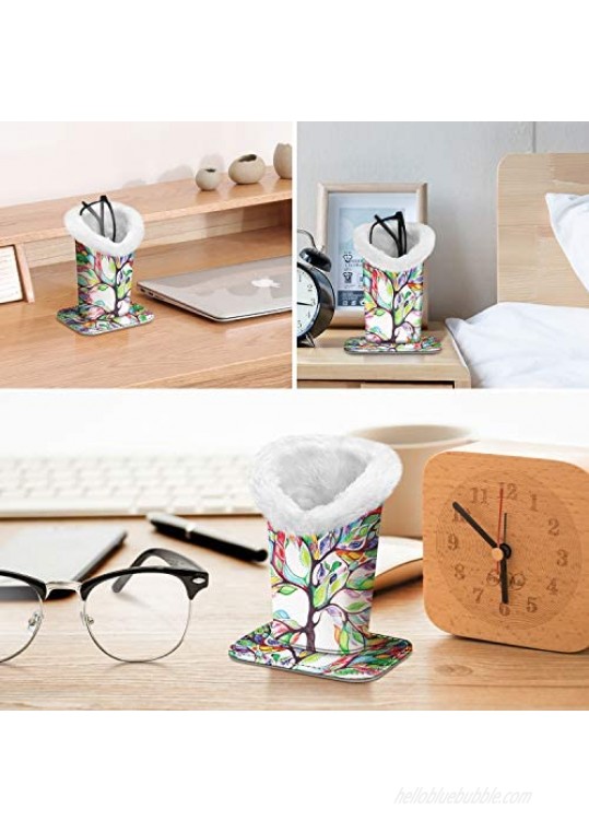 Fintie Plush Lined Eyeglasses Holder with Magnetic Base- PU Leather Glasses Stand Case
