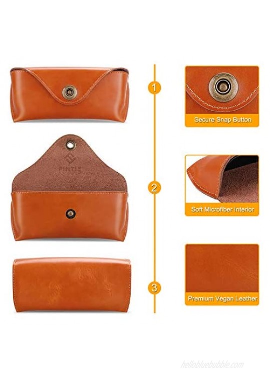 Fintie Portable Sunglasses Case Semi-Hard Vegan Leather Glasses Carrying Case Eyewear Pouch with Snap Button Closure