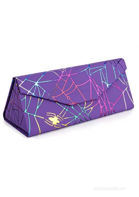 Foldable Glasses Case Triangle Sunglasses Cases Available in Cute Pattern and Solid Colors 2 Pack