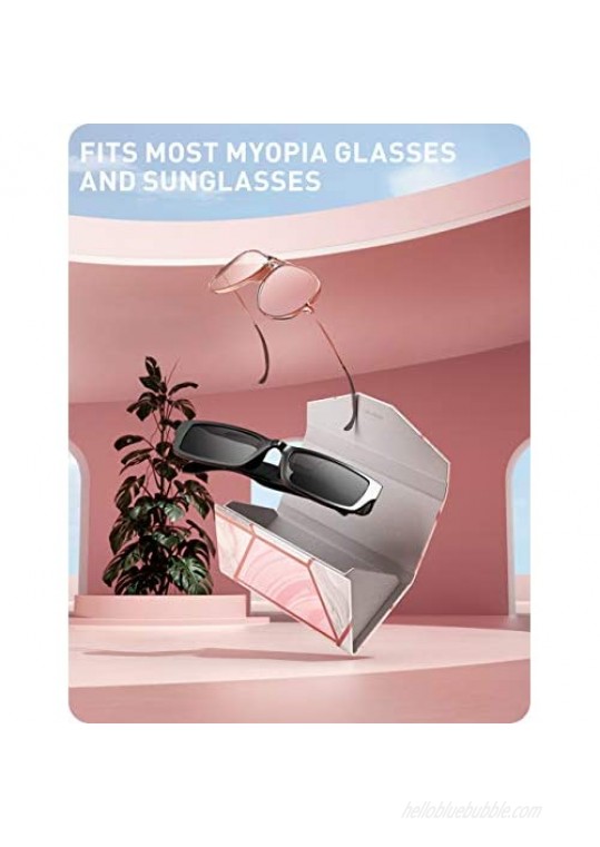 i-Blason Foldable Hard Eyeglasses Case Portable PU Leather Glasses Case Holder with Magnetic Closure