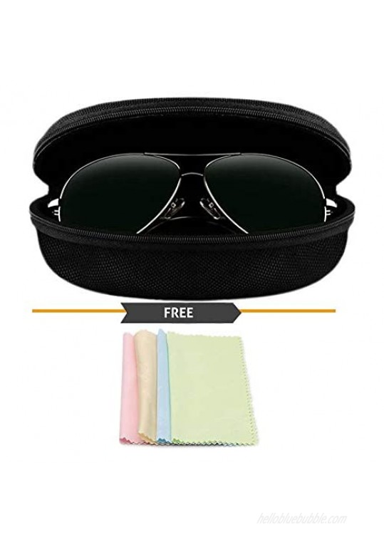 JOINSI 4 Pcs Sunglasses Case Zipper Eyeglass Shell Belt Clip with Cleaning Cloth