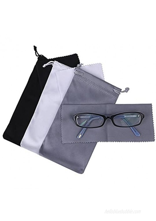Mini Skater 3 Pack Sunglasses Pouch with Cleaning Cloth Drawstring Microfiber Soft Comfortable Eyeglass Frames Storage Bags Holder for Women Men Store Gadgets Cell Phone Jewelry Watches