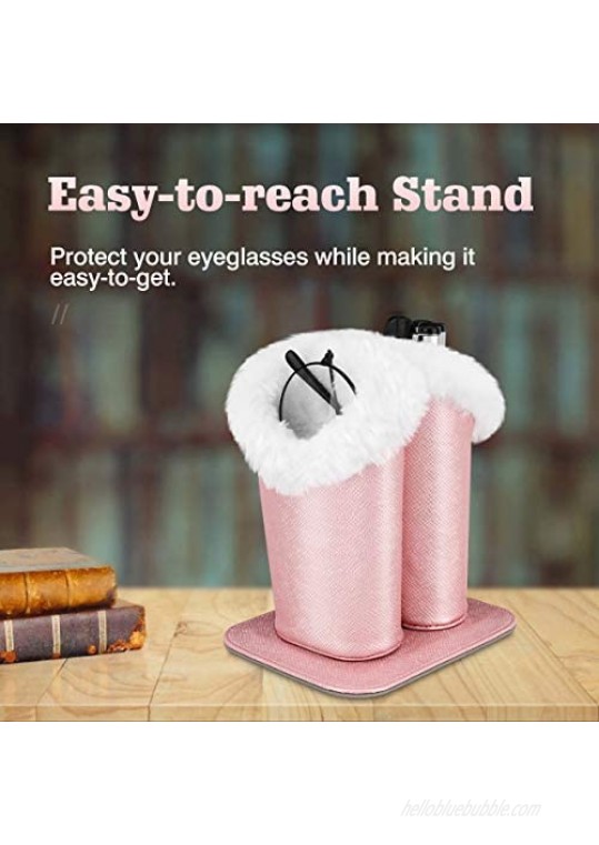 MoKo Eyeglasses Holder 2-Pack Modern Velvet Plush Lined PU Leather Household Magnetic Holder Protective [Anti-Scratch] [Dustproof] Stand Case for Eyeglass and Sunglasses