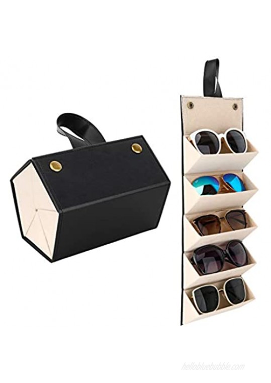 MoKo Sunglasses Organizer with 5 Slots  Travel Glasses Case Storage Portable Sunglasses Storage Case Bag Foldable Eyeglasses Holder Box Eyewear Display Containers for Women Men