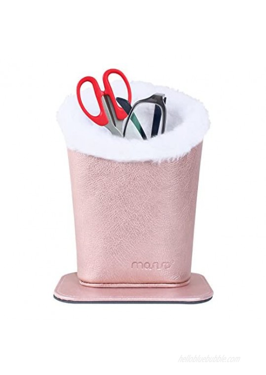 MOSISO Eyeglasses Holder Plush Lined PU Leather Stand Case with Magnetic Base