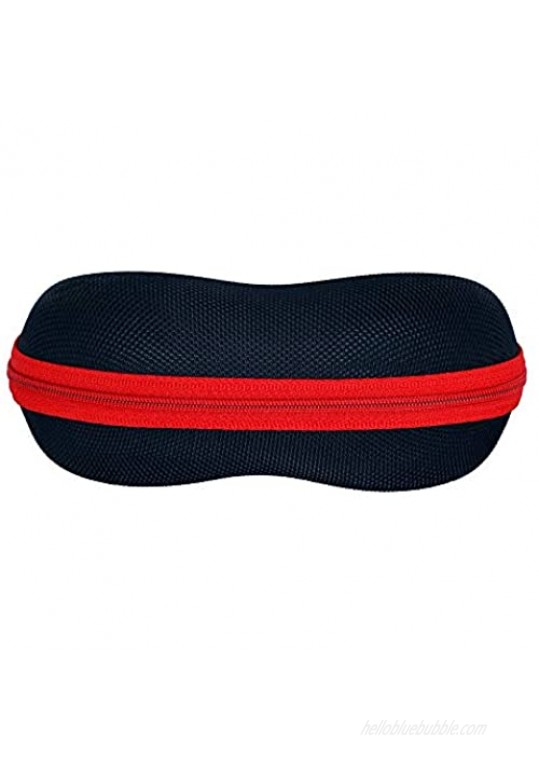 Protective Sports Sunglasses Case | For All Types Of Eyewear | Medium Size | For Men Women And Kids | Black With Red Zipper