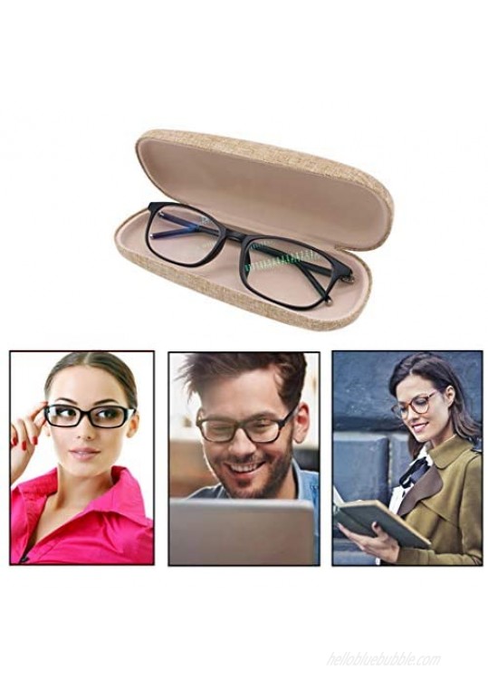 Quadow 4 Pack Hard Shell Eyeglasses Glasses Protective Linen Case 6.5 x 2.6 x 1.6