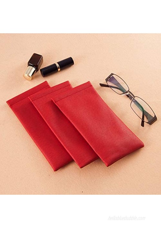 Squeeze Leather Sunglasses Pouch - 3 Pack Spring Storage Glasses Pouch Holder