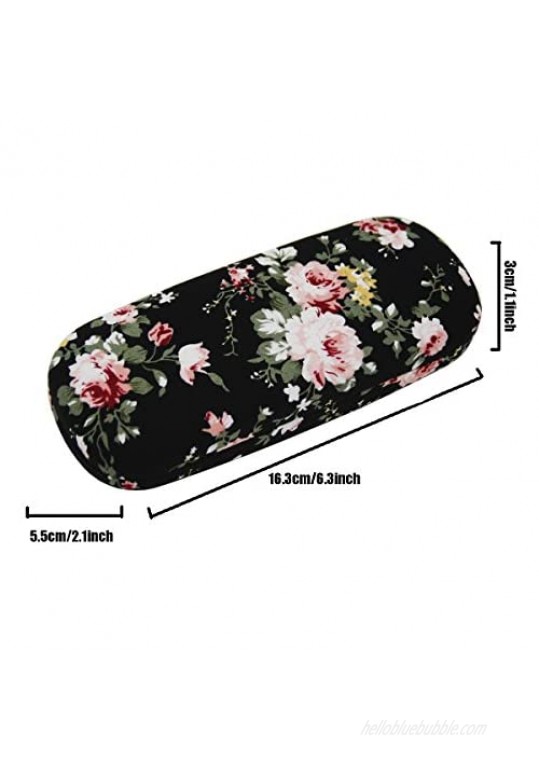 ZZ Sanity Flower Fabric Covered Clam Shell Style Eyeglass Case Spectacles Box