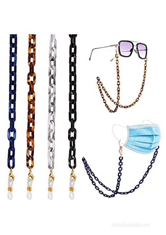 17KM Face Mask Holder Chains Necklace for Women Kids to Hold Masks/Sunglasses/Eyeglass Around Neck Anti-Lost Chunky Eyeglass Chain with Clips