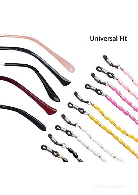[5 Pack] Pearl Eyeglasses Holder Strap Cord Tomorotec Eyeglass Retainer Premium Beaded Eyeglasses String Holder Chain Necklace Glasses Cord Lanyard with Free Microfiber Cleaning Cloths
