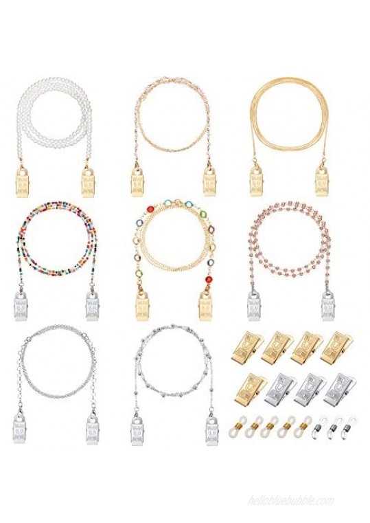 8 Pieces Eyeglass Chains Eyeglass Holder Retainer Lanyard Face Cover Holder Chain Beaded Necklace Strap Face Cover Holder Hanger for Holding Face Cover Around Your Neck