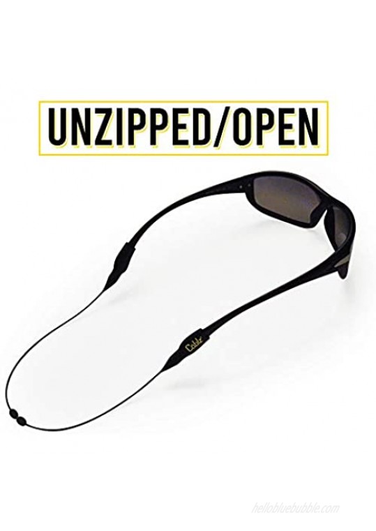 Cablz Zipz Adjustable Eyewear Retainer | Adjustable Off-The-Neck Eyewear Retainer Black Stainless (14in XL)