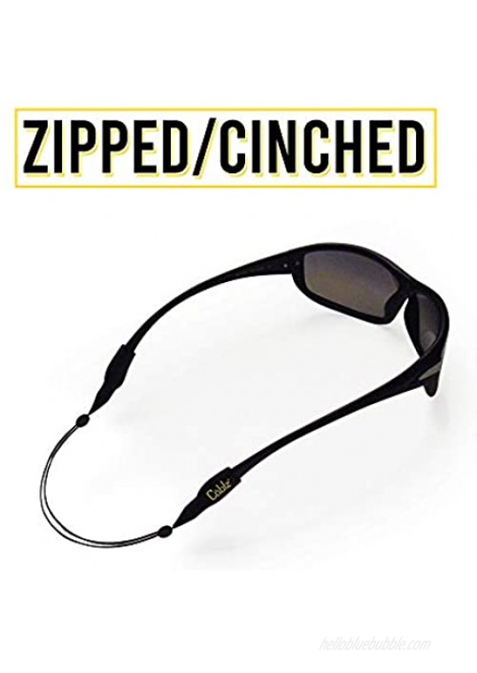 Cablz Zipz Adjustable Eyewear Retainer | Adjustable Off-The-Neck Eyewear Retainer Black Stainless (16in XL)