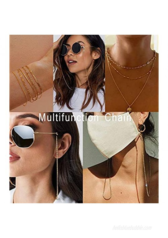 FIBO STEEL 5 PCS Face Mask Chain Eyeglasses Lanyard for Women Anti-Lost Mask Fashion Cord Necklace Holder Strap with Clips