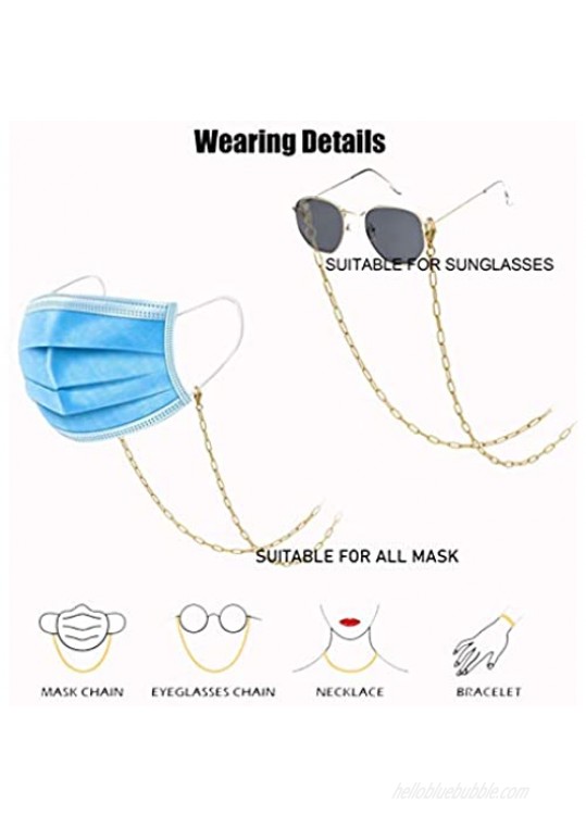 FIBO STEEL 5 PCS Face Mask Chain Eyeglasses Lanyard for Women Anti-Lost Mask Fashion Cord Necklace Holder Strap with Clips
