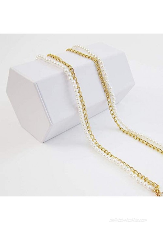 Gold Mask Chain | Eyeglass Chain | Magnetic Strap for Earbuds | Pearl Chain Necklace | 4-in-1 Design (Double Pearl)