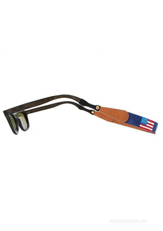 Leather Hand-Stitched Needlepoint Sunglass Strap Retainer by Huck Venture