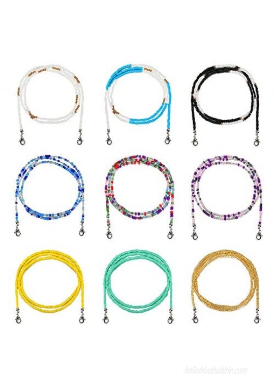 SHIWE 9PCS Bead Face Mask Lanyard for Women Men Colorful Mask Holder Chain Mask Necklace Strap