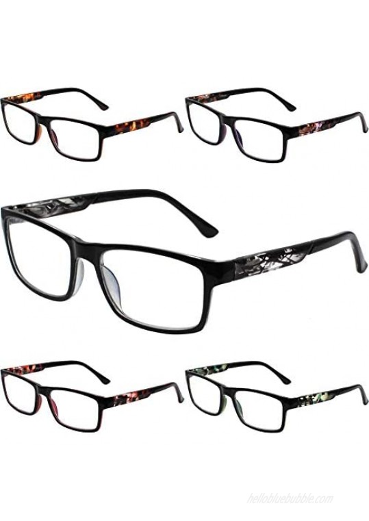 Henotin 5-Pack Reading Glasses Blue Light Blocking Spring Hinge Readers for Women Men Anti Glare UV Ray Filter Eyeglasses