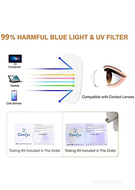 Tanlys 2 Pack Blue Light Blocking Glasses for Computer Eye Strain [Dry Eye & Sour Eye] Anti UV Reduce Headache Lightweight Classic Bluelight Blocker Glasses Men Women (Black Clear)