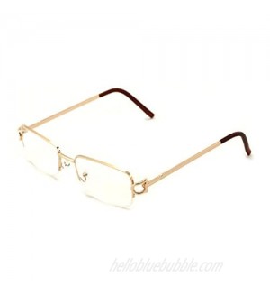 V.W.E. Rectangular Frame Clear Lens Designer Half Rim Eyeglasses Metal Glasses