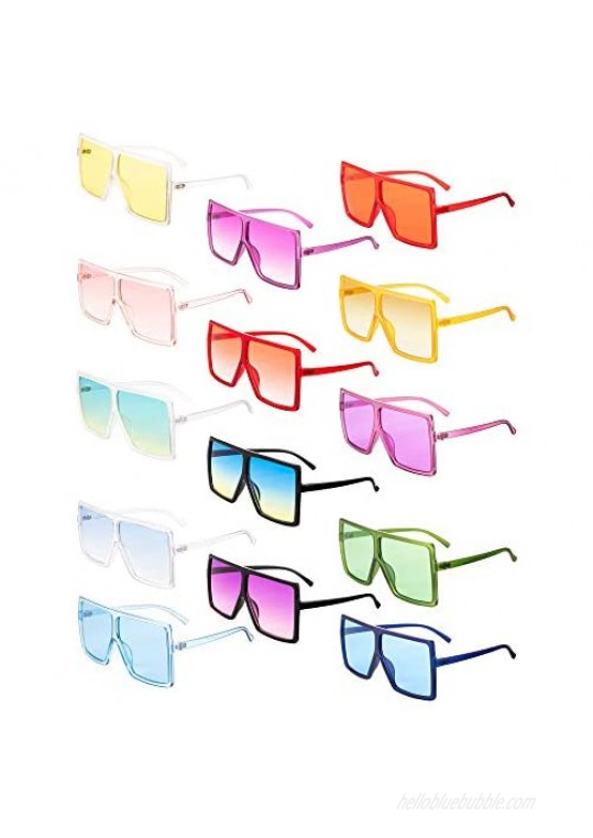 14 Pairs Square Oversized Sunglasses Flat Top Big Shades Oversize Sunglasses for Women