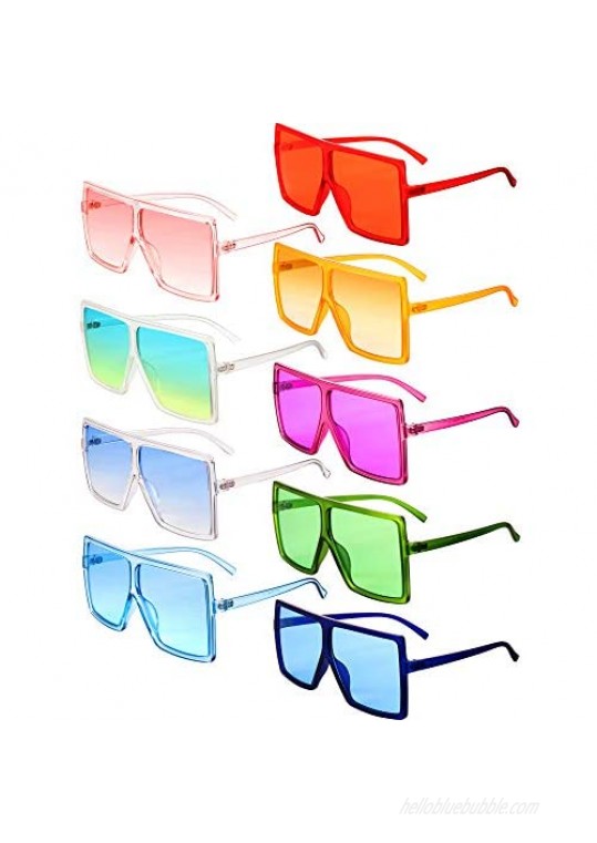 9 Pairs Oversized Square Sunglasses Flat Top Chic Big Shades Sunglasses for Women