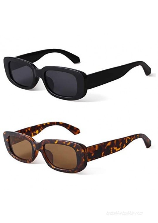 ADE WU Rectangle Sunglasses for Women 90’s Vintage Fashion Glasses Black Tortoise Frame