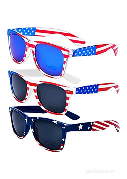 Donse 3 Pairs American Flag Sunglasses  4th of July Decorations Frame Sunglasses for Women Men Teens  Patriotic Party Favors Supplies Independence Day Memorial Day Decorations 4th of July Accessories