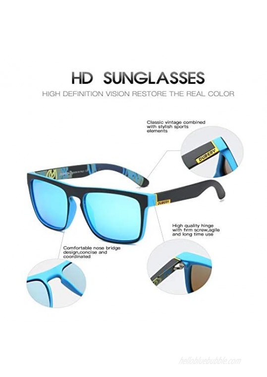 DUBERY Classic Polarized Sunglasses for Men Women Retro 100%UV Protection Driving Sun Glasses D731
