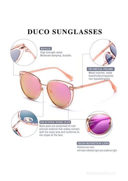 DUCO Fashion Metal Round Designer Sunglasses for Women-Polarized Classic Vintage Retro Shades DC1222