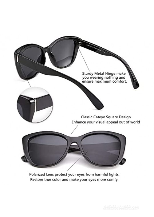 FEISEDY Polarized Vintage Sunglasses American Square Jackie O Cat Eye Sunglasses B2451