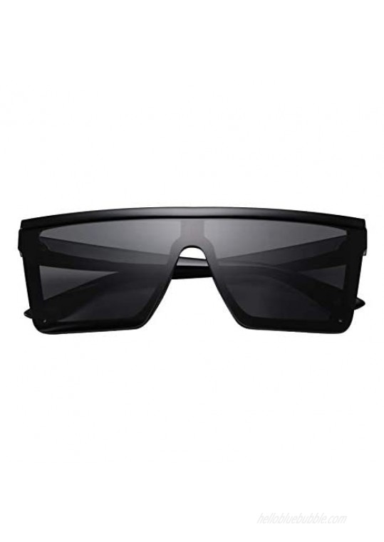FEISEDY Women Men Flat Top Shield Sunglasses Oversized Square Rimless Shades UV400 B2470
