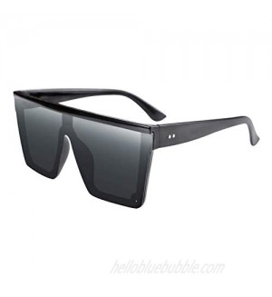 FEISEDY Women Men Flat Top Shield Sunglasses Oversized Square Rimless Shades UV400 B2470